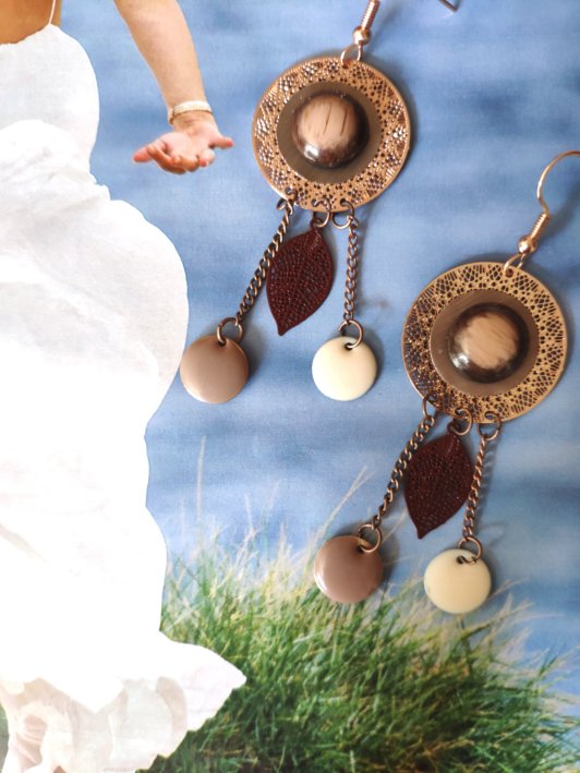 Boucles d'oreilles capsules de café et éléments de récupération, pour oreilles percées