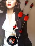 Collier (environ 52cm)réalisé avec capsule de café, arbre de vie et perles de récupération , monté sur serpentine.