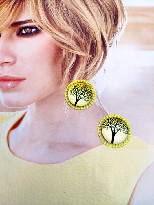 Boucles d'oreilles arbres de vie pour oreilles percées (ou clips sur demande)